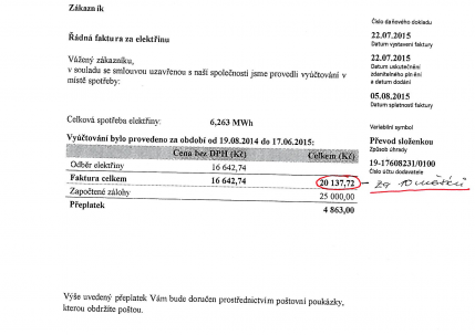 Vyúčtování za vodu Vyúčtování za vodu